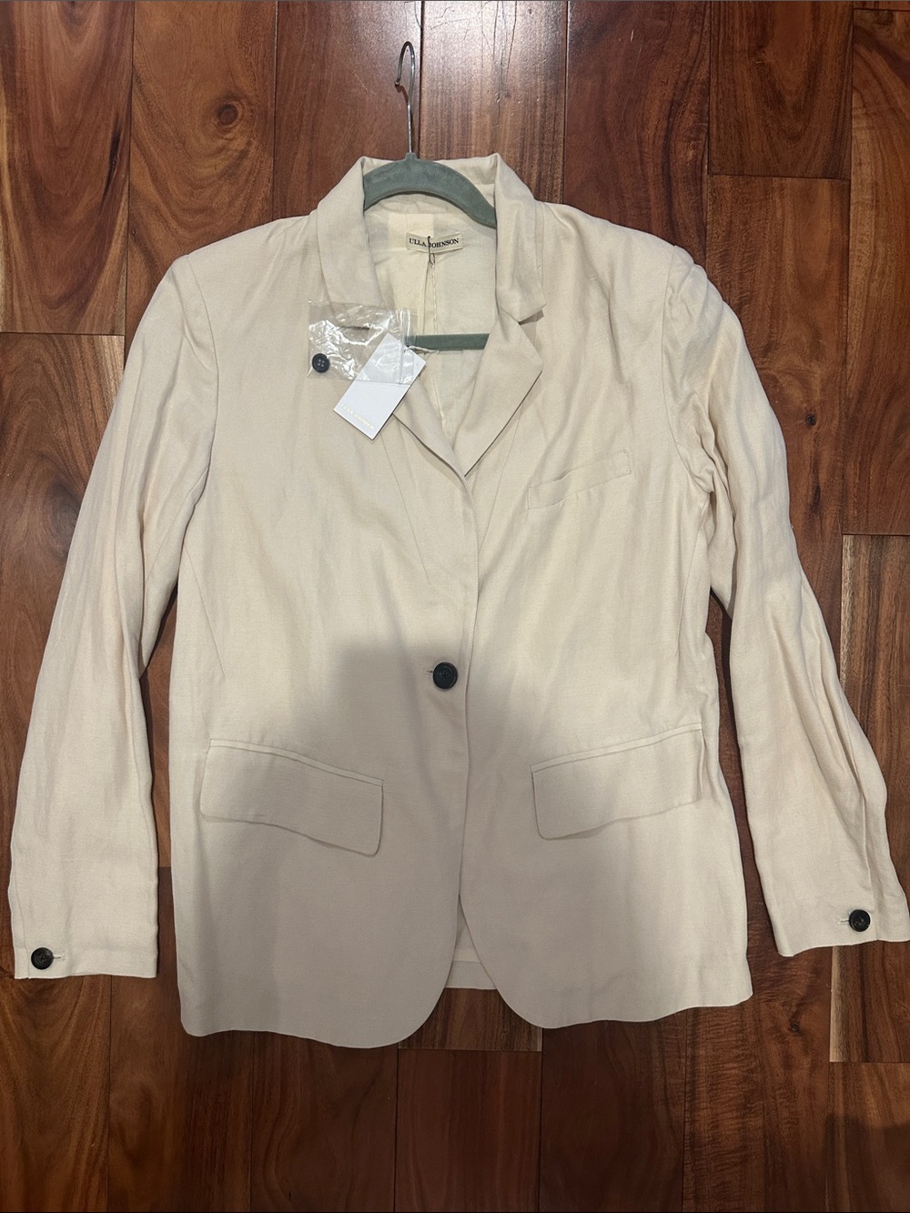 Ulla Johnson Cream Notch Collar Single-Button Blazer